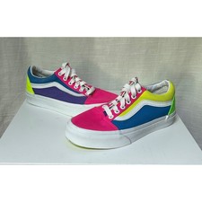 Vans Old Skool Neon Colorblock Sneakers Mens 4 Womens 5.5 Pink Blue Green 721356