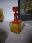 Blenko glass company found in the 1921 in Milton red yellow glass decanter