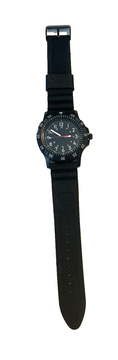 Accutime Watch Corp Men’s 10” Black Watch Rubber Band New Battery 