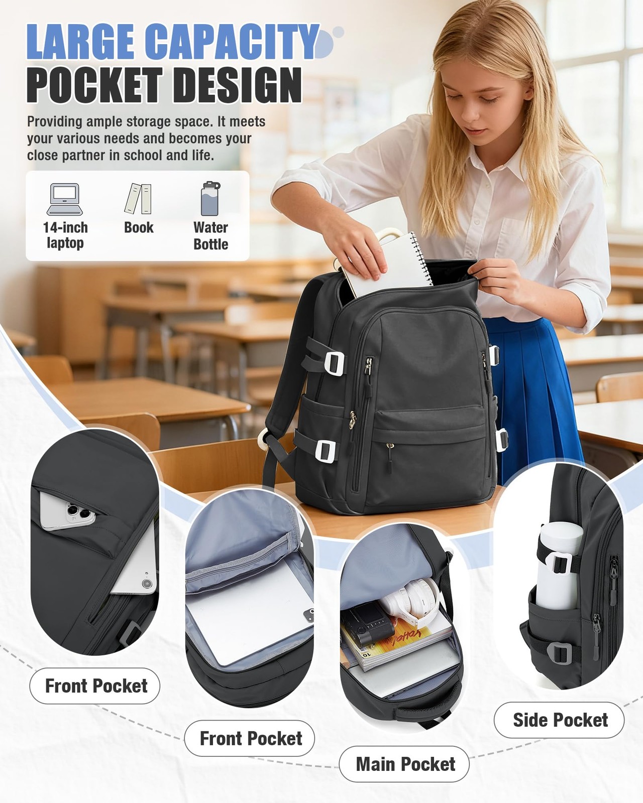 Lightweight Backpack for , Large Laptop Travel Ba… - image 3