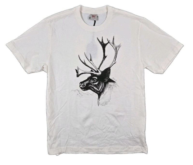 Filson *NWT* Pioneer Graphic T-Shirt Off-White Caribou Bust Men's Large Made USA