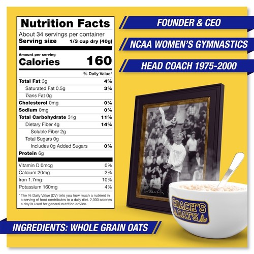 Coachs Oats 100% Whole Grain Oatmeal 3 Pound - Picture 6 of 6