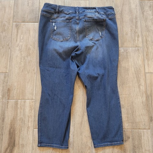 Torrid Jeans Womens Size 26 Jegging Distressed Cropped Dark Wash Cotton Stretch - Picture 11 of 11