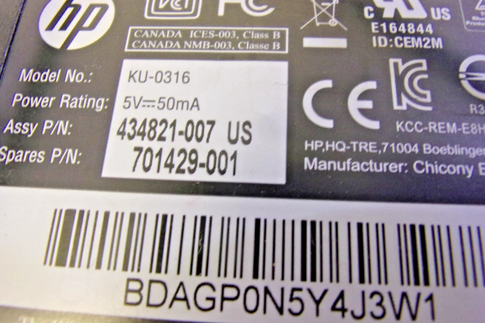 2 HP PC Keyboard Full Size USB wired SK-2025 KU-0316 - Image 4 of 4