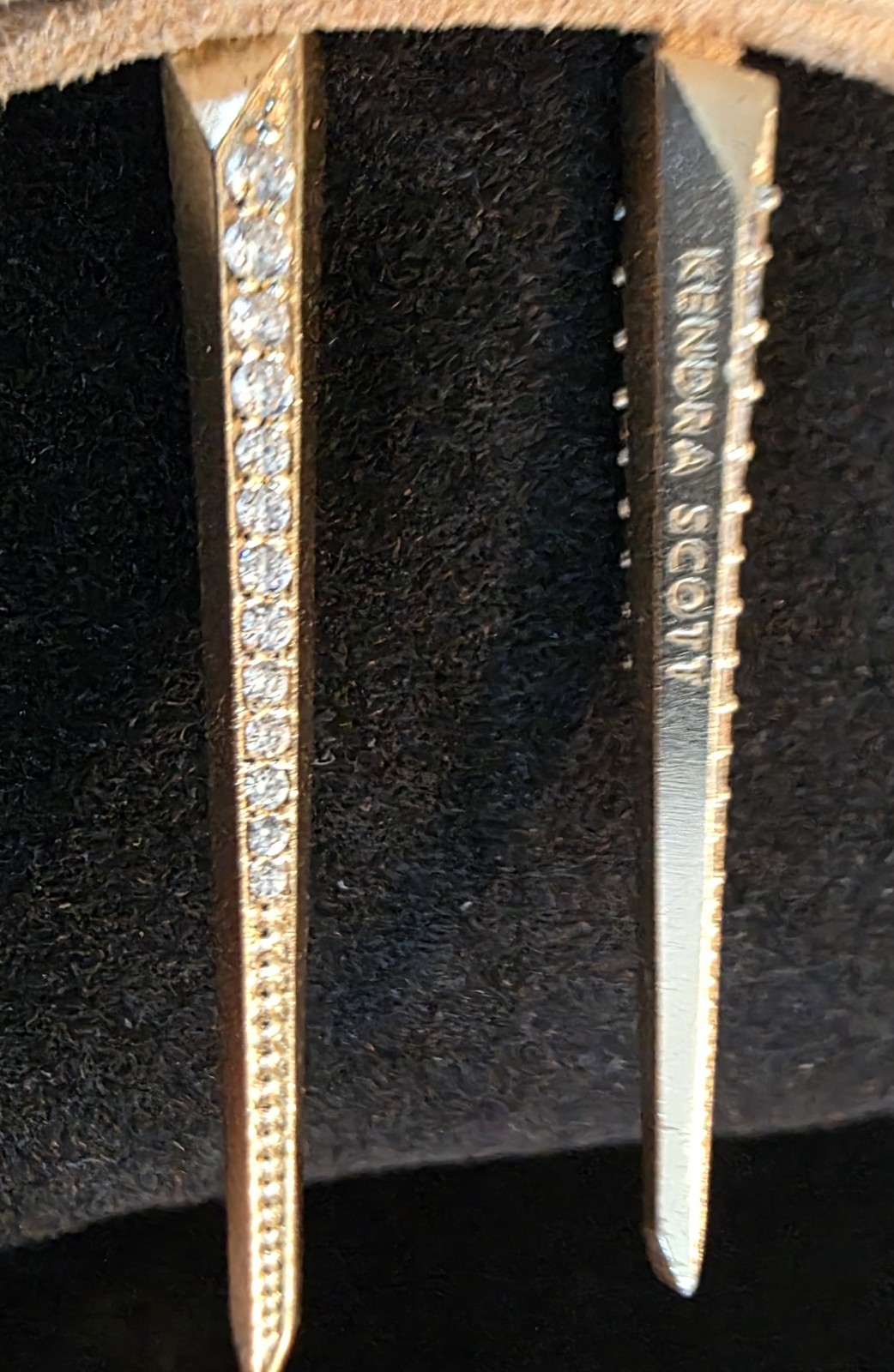 Kendra Scott Authentic Gold Tone Lariat Necklace in Tan Suede