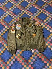 Vintage Military Army CWU 45-P Flyers Bomber Jacket Large Patches