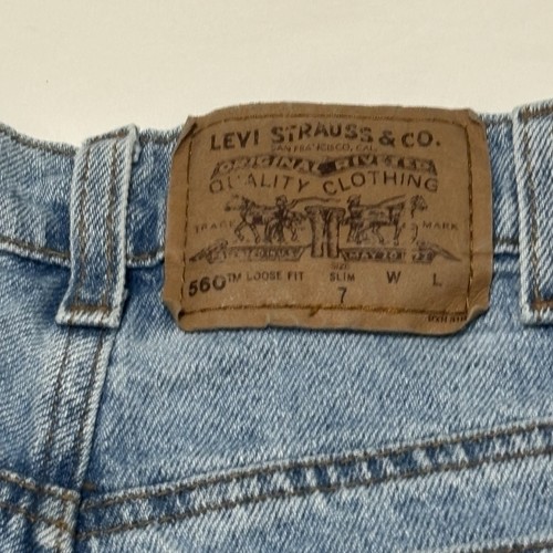 Vtg Little Levi's 560 Orange Tab Kids 7 Slim Loose Fit Denim Shorts Light Wash - Picture 3 of 7