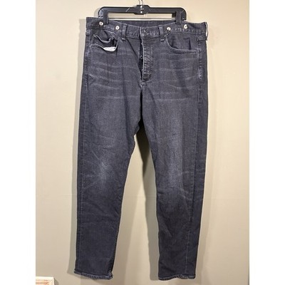 Rag & Bone Fit 2 Slim Cashmere Black Jeans Button Fly Mens Sz 36x32 Suspenders