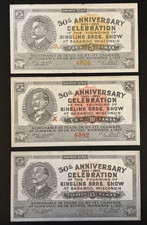 1933 Ringling Bros Baraboo 50th Anniversary Golden Jubilee Scrip Notes Lot of 3