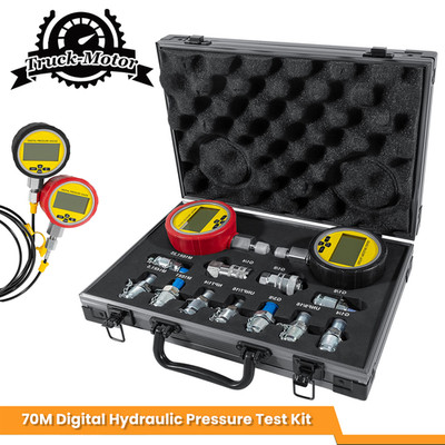 700BAR Digital Hydraulic Pressure Test Kit 2 Gauge 9Coupling 2Hose for Excavator
