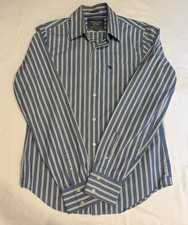 Abercrombie Fitch Shirt Mens Medium Blue Stripe Muscle Long Sleeve Button Up
