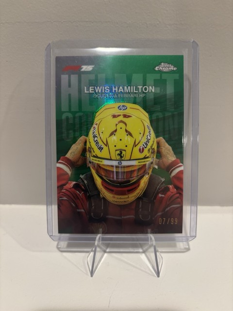 2025 Topps Chrome F1 Lewis Hamilton Helmet Collection Green Refractor /99