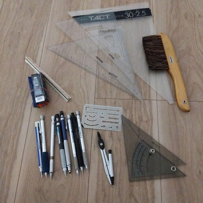 Firstclass architect stationery set: ruler mechanical pencil compass etc.