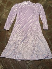 VTG Purple Velvet Possibly Homemade Dress 20 PtP 44.5 Long 23 Sleeves See Pics