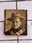 Antique Miniature Portrait Photo Young Man And Wide Brim Hat 1900 Victorian Era