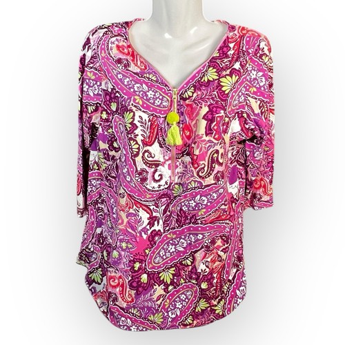 Top Belle Kim Gravel XS Primabelle Tejido Borla Cremallera Rosa Paisley A640322 Nuevo sin Etiquetas - Imagen 4 de 12