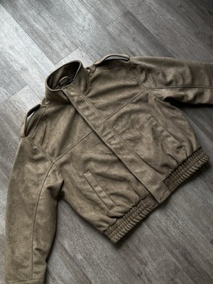 Bershka Lederjacke Kunstleder Übergangsjacke Schwarz Piloten Jacke Gr. L