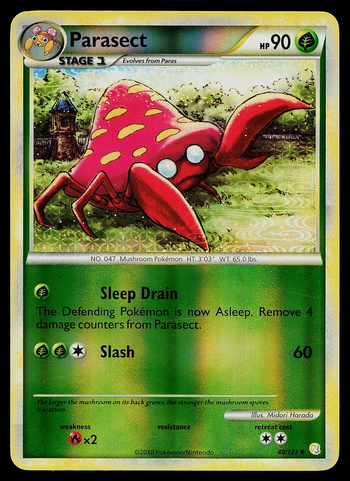 Pokemon Card - Parasect HeartGold SoulSilver 48/123 Uncommon Reverse Holo