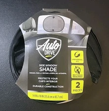 Auto Drive Side Window Sunshade 14" X18" 2 Pk Universal Fit New in Pkg