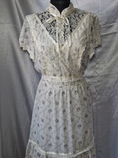Vintage Cottagecore Prairie Maxi Dress Floral Lace Victorian Romantic Boho 6