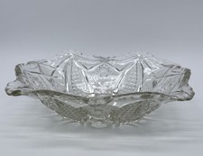 INDIANA GLASS Company Paneled Daisy & Finecut Clear Lg Rectangular  Dish 10”