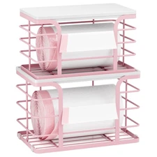 2 Pack Trash Bag Holder with Bamboo Top,Stackable Storage Bathroom Organizer ...