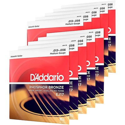 D'Addario EJ1710P Phosphor Bronze Medium Acoustic Strings (10Pack)