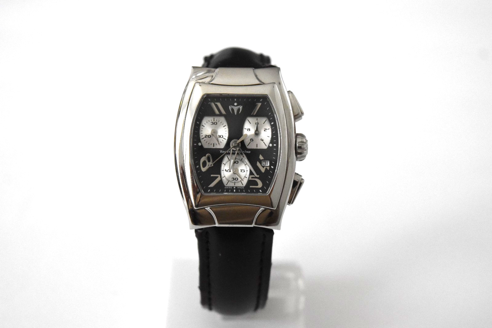 TechnoMarine TechnoSquare Vintage Black Leather SS Chrnograph TSC07 Watch