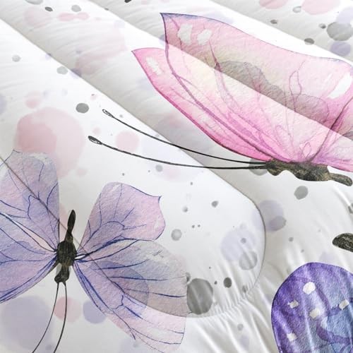 Kids Comforter Set Butterflies Printed Queen 90x90inches Butterfly Watercolor - Bild 5 von 5