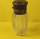 VINTAGE CRYSTAL SCENT BOTTLE STERLING HINGED CAP FLORAL DESIGN 2 1/2" H — photo 3