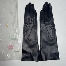 New Gaymode Vintage Black Long Leather Gloves Dead Stock Women s Size 7 Formal