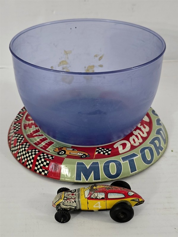 S-760 VINTAGE 1950'S MARX TIN WIND UP DARE DEVIL MOTORDROME 