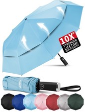 Windproof Travel Umbrella, Double Vented Canopy Large Umbrellas for Rain, Aut...
