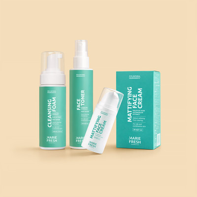Marie Fresh 3-Step Oily Skin Routine Set Salicylic Acid BHA Toner Matte Cream
