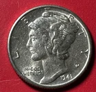 1941D US Mercury SILVER Dime "Denver" Mint! Choice AU Details! FSB! Old US Coin!