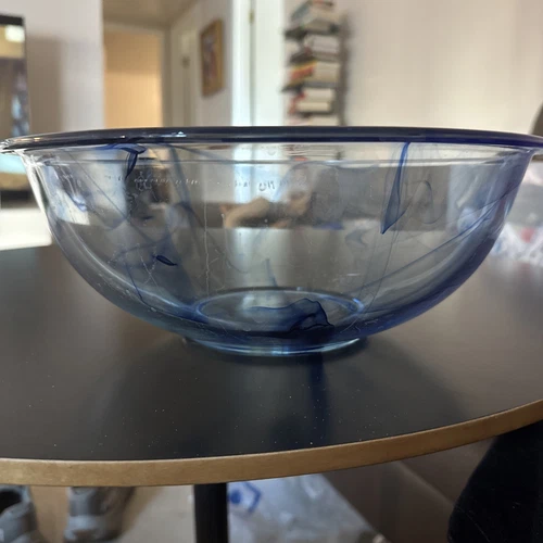 Pyrex Mastercolor Blue Lagoon Cobalt Swirl Large 4 Quart 326 Mixing Bowl