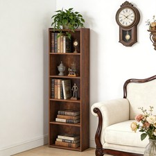 5-Tier Durable Open Shelf Bookcase Display Storage Unit Bookshelf Rustic Brown