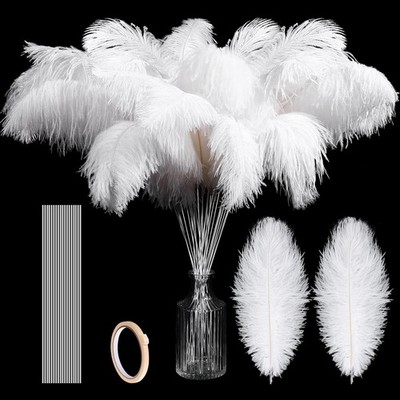 Elegant White Feathers for Crafts - 80 Sticks Included
