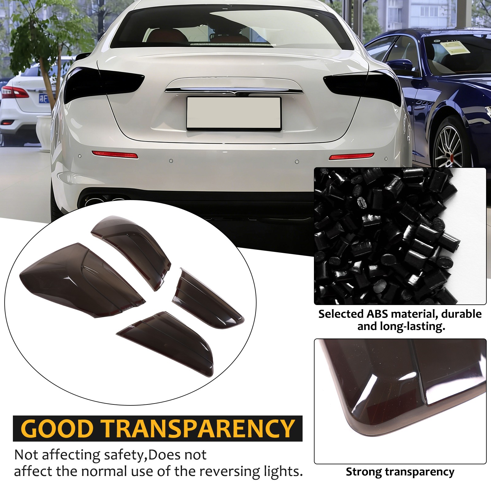 Smoked Rear Tail Light Guard Cover Trim For Maserati Ghibli 2021-24 US
