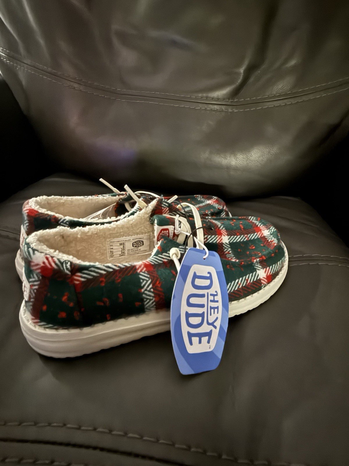 Hey Dude Size 8 Women Wendy Confetti Plaid Cozy Slip On Shoes New with tag