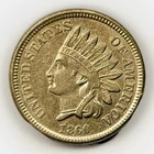 1860 1c Indian Head Cent AU Rounded Bust Copper Nickel Civil War Date Coin Rare