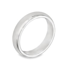 Image of 9ct White Gold D-Shape Wedding Band - Size R - 5mm