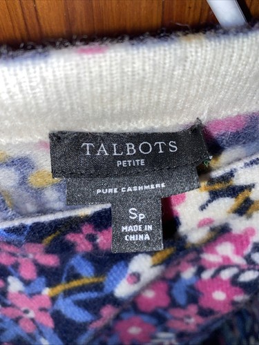 Talbots Cashmere Floral Sweater Child’s Size L - Picture 3 of 6