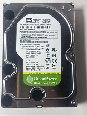 WD Green Power WD20EURS WD20EURS-63S48Y0 2TB 5.4K RPM 3.5'' SATA Hard Drive