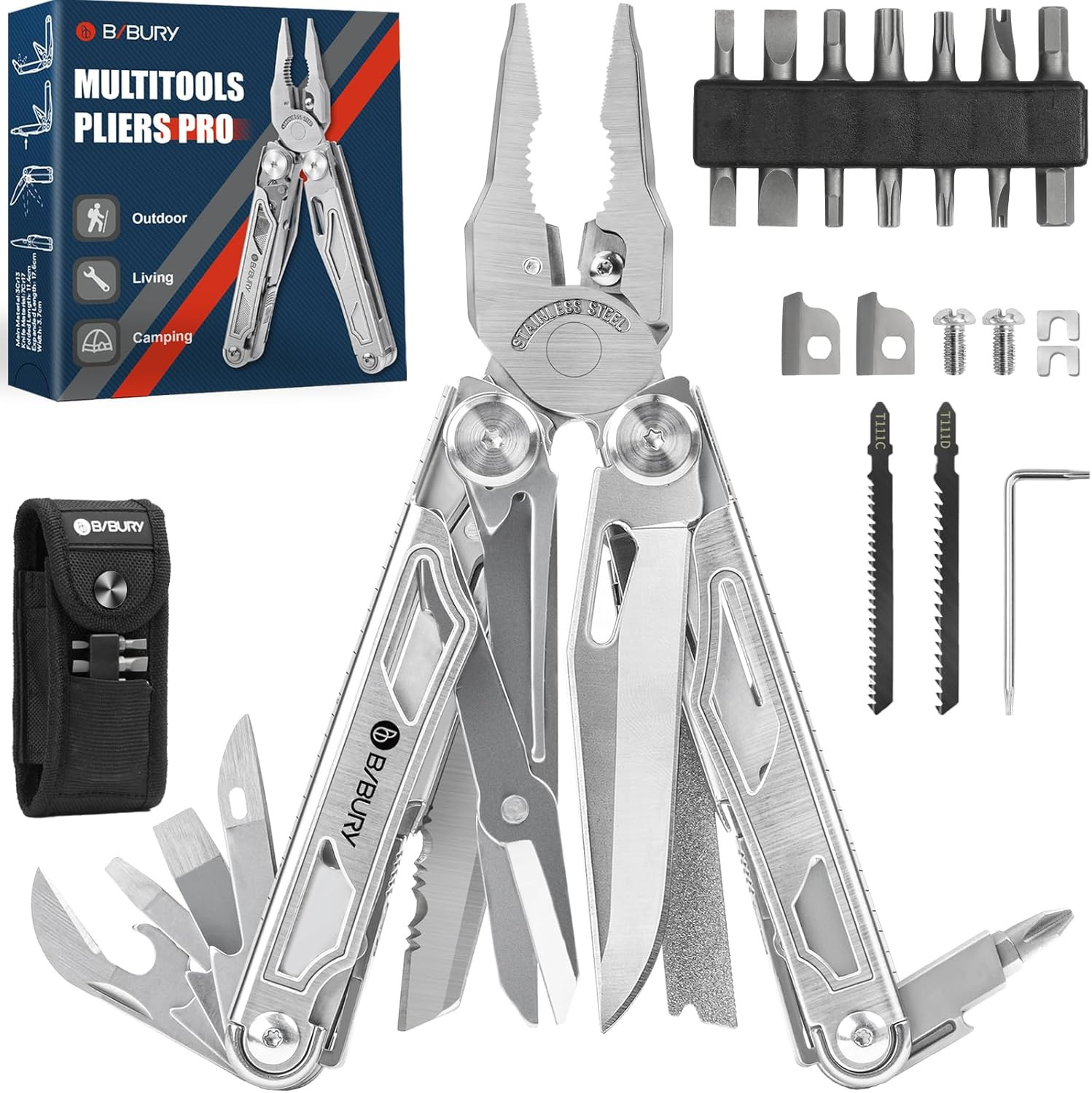 Idea Regalo Uomo: Pinza Multiuso 15 in 1 Acciaio Inossidabile