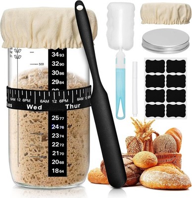 Sauerteig Starter Set, Fermentationsglas, Brot Backen Zubehör,730MLl 