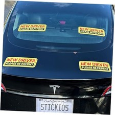 New Driver Stickers Non-Magnetic for Cars Windows - Reusable, 4 Yellow