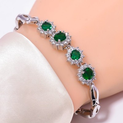 Chrome Diopside 925 Sterling Silver Tennis Bracelet 7'' B3104410, Christmas Gift