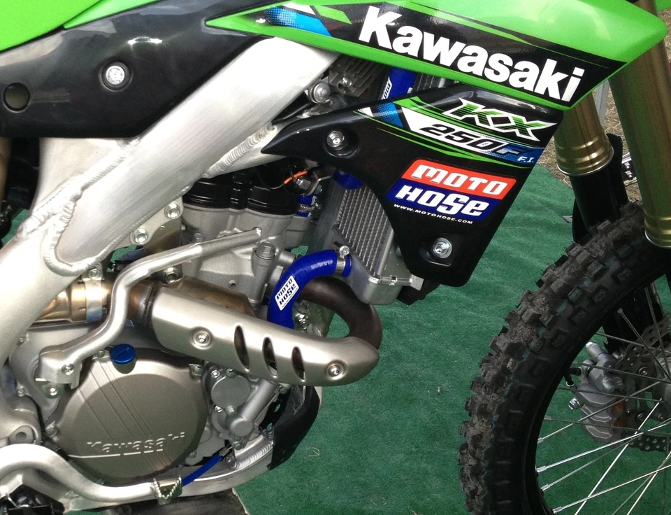 KAWASAKI KX250F 2007-2008 KIT DE MANGUERA DE SILICONA RADIADOR Y Verde 23-37YG Foto 2 de 4