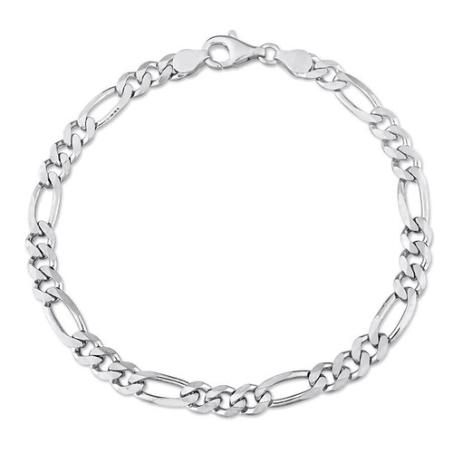 AMOUR 5.5mm Figaro Chain Bracelet In Sterling Silver, 9 In